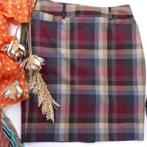 Plaid Rayon Blend Pocketed Skirt Sz 10